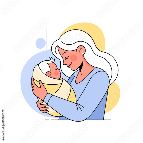 A loving mother tenderly holds her newborn baby, embracing the precious moments of early parenthood with warmth and affection.