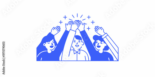 Team of people celebrating success with a high five gesture