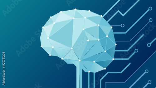 Digital brain illustration with circuit board background symbolizing artificial intelligence and technology