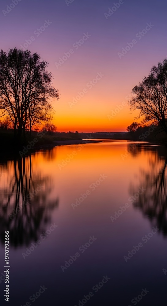 Fototapeta premium Serene Lake at Sunset with Reflections.