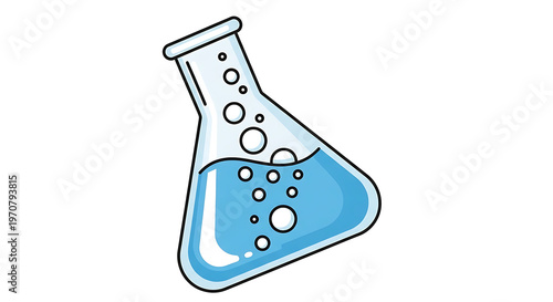 A cartoon illustration of a conical flask.