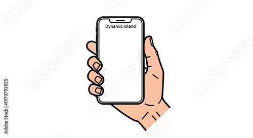 Hand holding a smartphone with Dynamic Island on the screen