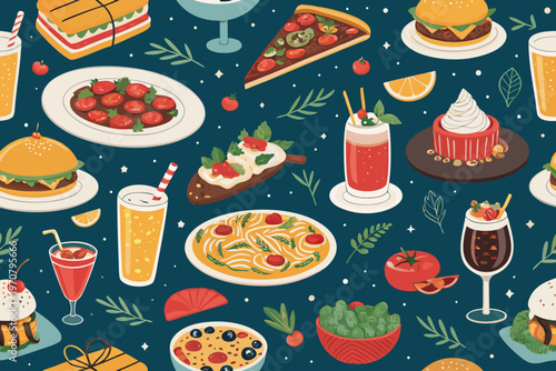 Restaurant Seamless Dishes And Drinks Premium Digital Asset Perfect for Editorial Content