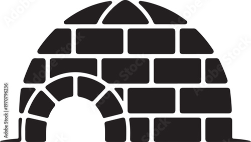 Traditional igloo ice house shelter silhouette icon