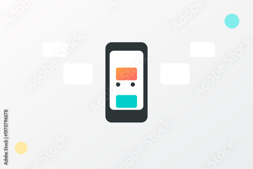 Vector illustration of a modern smartphone screen with flat digital app icons and web communication symbols for business and mobile technology display