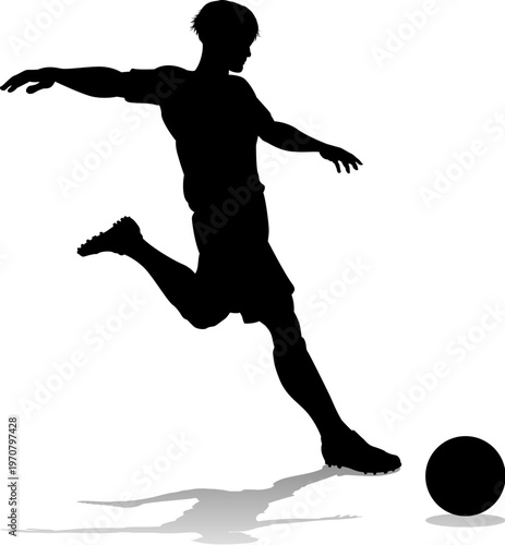 A soccer or football player male silhouette man