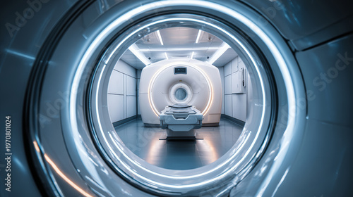 Medical scanner mri machine hospital imaging diagnostic equipment radiology room healthcare technology modern clinic medical exam room futuristic