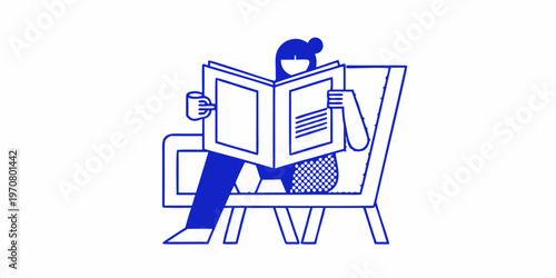 A person relaxes in a chair while reading a large newspaper