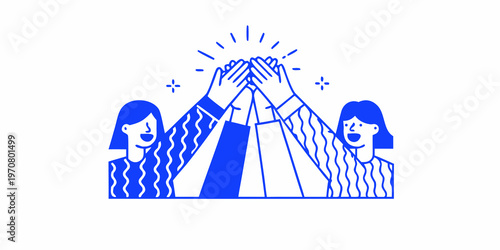 Teamwork and collaboration illustrated with a high five between three people