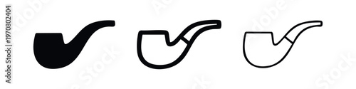 Smoking Pipe Icons Set. Traditional Tobacco Pipe Vector Symbols.