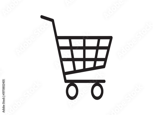 Simple black and white shopping cart icon a minimalist representation of retail and commerce
