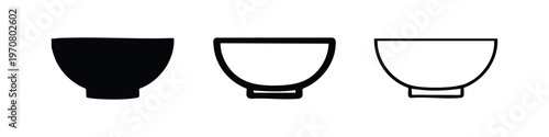 Simple bowl icons. Kitchenware and food container symbol. Eating and serving dish vector illustration.