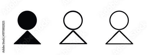 User Profile Avatar Icon Set: Person Symbols with Solid and Outline Head and Body Representations.