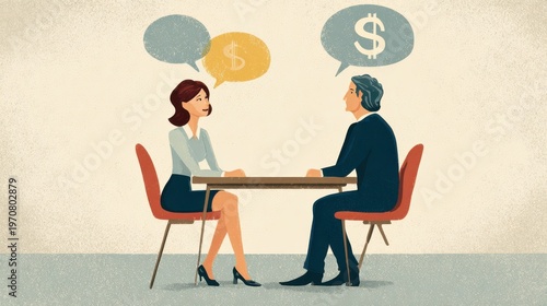 business woman salary negotiation with business background