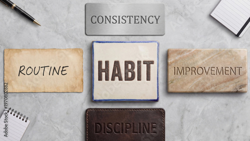 Habit formation concept representing daily routine consistency discipline and continuous improvement for personal development behavioral change productivity growth