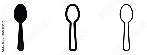 Spoon Icons Set for Kitchen and Dining, Eating Utensil Vector, Cutlery Symbol Collection