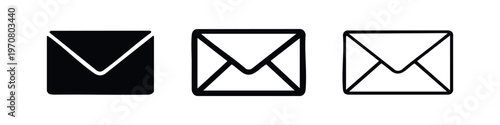 Closed Envelope Icon Set - Mail, Message, Email, or Communication Symbol