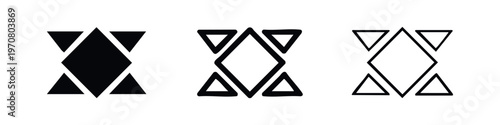 Abstract Geometric X Symbol Icon Set with Modern Triangles and Diamond Shapes