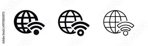 Global WiFi Connectivity Icon Set for Worldwide Internet Access