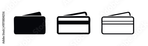 Wallet and credit card icon set. Financial payment symbols for online banking and shopping. Vector illustration.