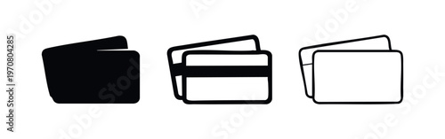 Wallet and credit card icon set. Payment and finance symbols for online banking and shopping. Vector illustration.