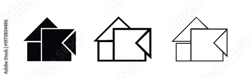 Abstract Geometric House or Home Building Icons Set.