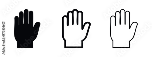 Open Hand Gesture for Stop, Warning or Greeting Icons Set