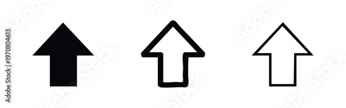 Upward Arrow for Increase, Upload and Direction Icons Set