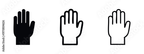 Single Open Hand Symbol for Stop and Greeting Icon Set