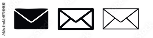 Modern envelope message icon set with triangular flap for communication