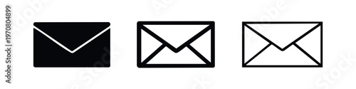Classic envelope mail icon set with sharp angular flap design