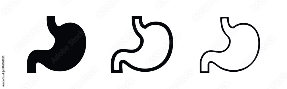 Obraz premium Human Stomach Organ Icons Set - Digestive System Anatomy Vector Illustration
