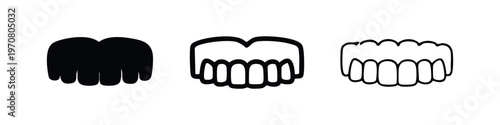 Set of Human Lower Teeth or Denture Icons - Oral Health and Dental Care Vector