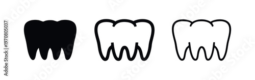 Human Molar Tooth Dental Icons Set - Dentistry, Oral Care and Hygiene Vector Symbols