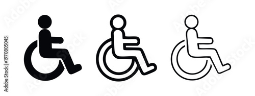 Wheelchair Disability Accessibility Icons Set - Handicap Person Symbol Vector