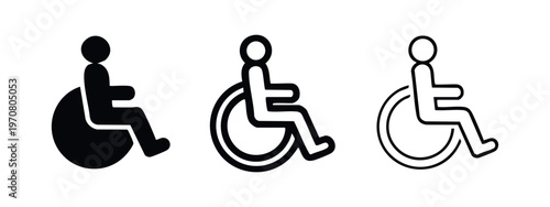 Wheelchair User Accessibility Icons - Handicap Symbol for Disabled People Vector