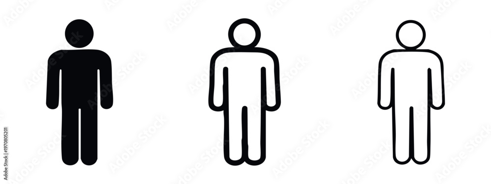Fototapeta premium Simple Man Icon Set. Male Person Symbol for User, Gender, and General Human Representation.