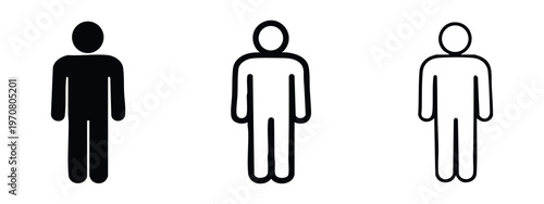 Simple Man Icon Set. Male Person Symbol for User, Gender, and General Human Representation.
