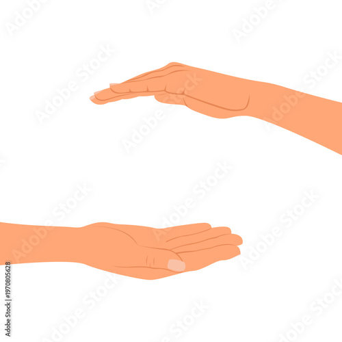 Photos Two hands with copy space between
