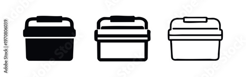 Cooler or Insulated Bucket Icon Set - Outdoor, Camping, and Storage Symbols