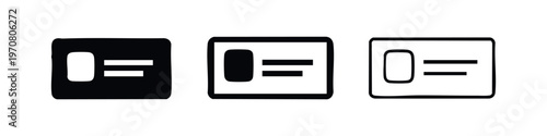 ID card icon set. Identification document symbol in glyph, outline, and line style for security and personal info.