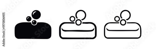 Soap bar with foam icon set. Washing and hygiene concept vector, personal cleanliness symbol.