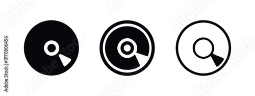 CD DVD disc icon set. Digital media storage symbol vector, music or data disc illustration.