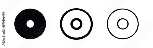 Simple ring or donut shape icon set. Circle with hole symbol vector, abstract geometric form.