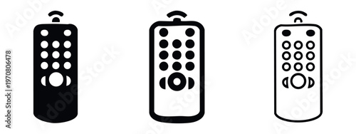 TV remote control icon set. Television controller symbol vector illustration, home entertainment device.