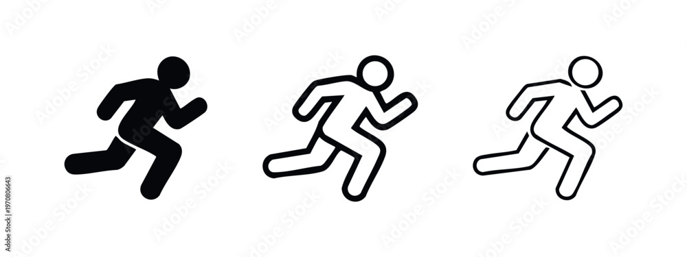 Fototapeta premium Running person icon set. Vector symbols for jogging, marathon, sport, fitness, and active lifestyle.