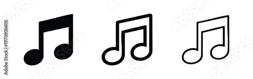 Musical notes icon set. Vector symbols for music, audio, sound, melody, concert, and entertainment.