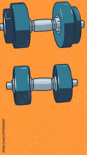 Gym Dumbbell Illustration Orange Background Fitness Sport Workout Training