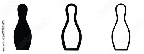 Simple bowling pin icon set. Flat vector symbols for bowling alley, strike, sport, game, and competition.