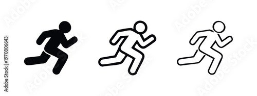 Running person icon set. Vector symbols for jogging, marathon, sport, fitness, and active lifestyle.
